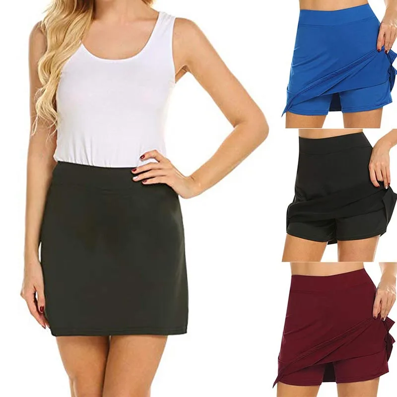 

Women Anti-Chafing Skirts with Shorts Tennis Golf Workout Sports Pantskirts NFE99