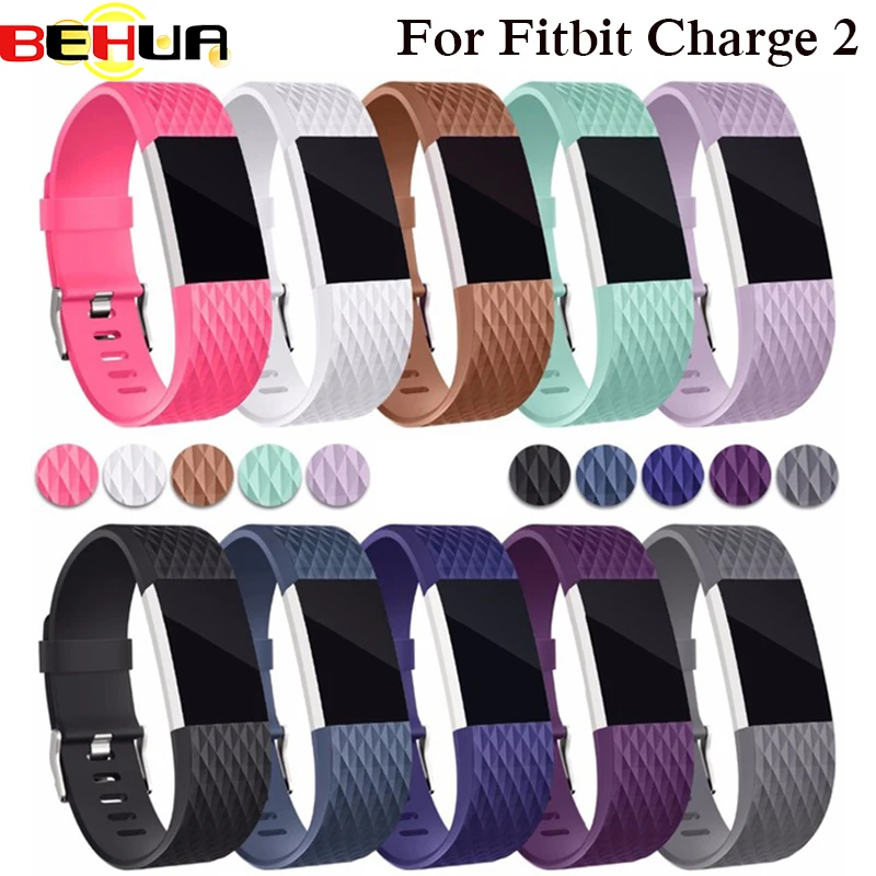 BEHUA ремешок для Fitbit Charge 2 часов 3D сменный Ремешок Браслет мягкий Силиконовый