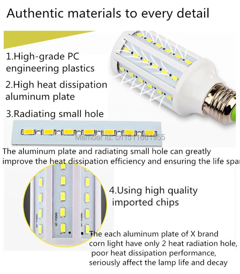 E27 B22 E14 E40 7 Вт, 15 Вт, 30 Вт, 40 Вт, 50 Вт, 60 Вт, 80 Вт, 100 Вт 5730 SMD Cree чип лампа переменного тока в виде кукурузы 110V 220V светодиодный лампы холодный теплый белый лампада