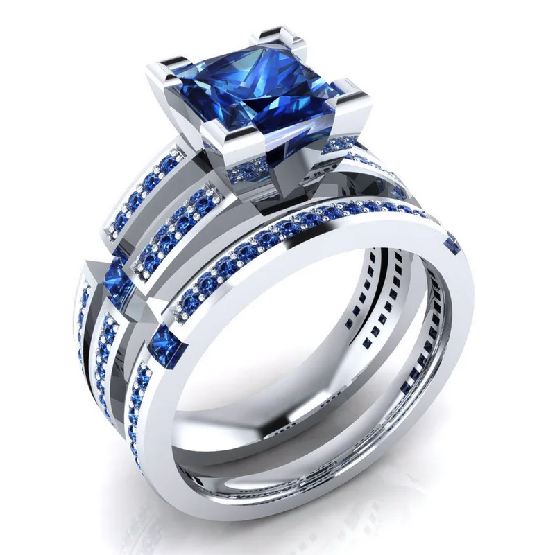 

Silver 925 jewels rose gold rings Gold ring stainless steel jewelry multiple pieces Women's square silver ringenB522