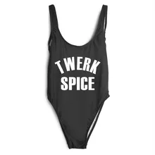 TWERK SPICE забавные буквы купальники для женщин пуш-ап цельные купальные трусики купальный костюм Холтер бандаж пляжный закрытый купальник