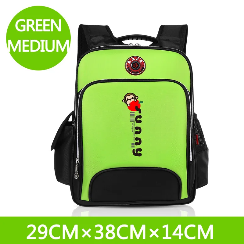 Ортопедические детские школьные сумки для подростков мальчиков и девочек, Большой Вместительный Школьный рюкзак, водонепроницаемый ранец, Детская сумка для книг mochila - Цвет: Green middle