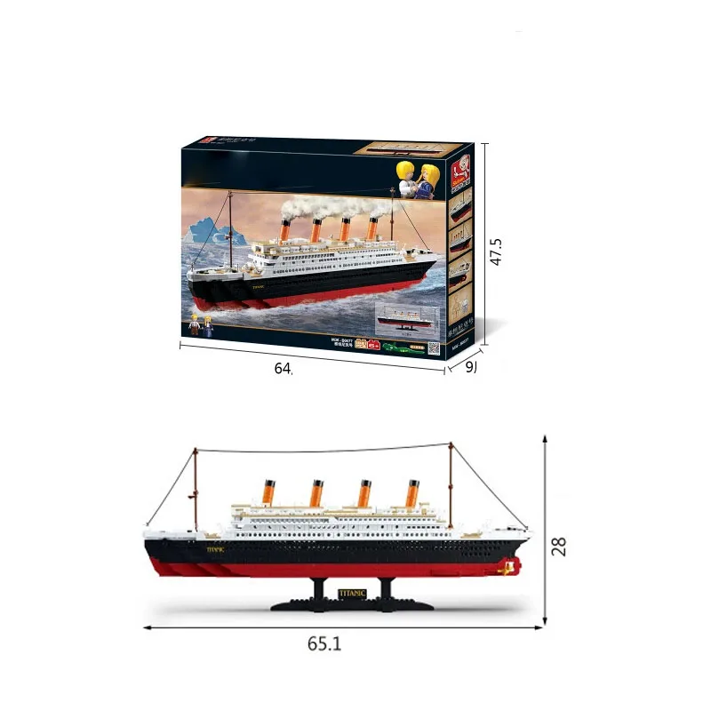 1021 шт Sluban 0577 игрушка Круизный корабль RMS титановая Лодка 3D модель строительные