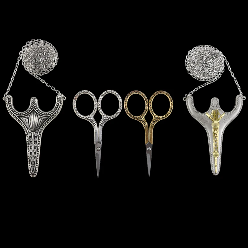 

Stainless Steel Sharp Tip Sewing Snips Thread Cutter Safety Scissors with Sheath Chain for Embroidery