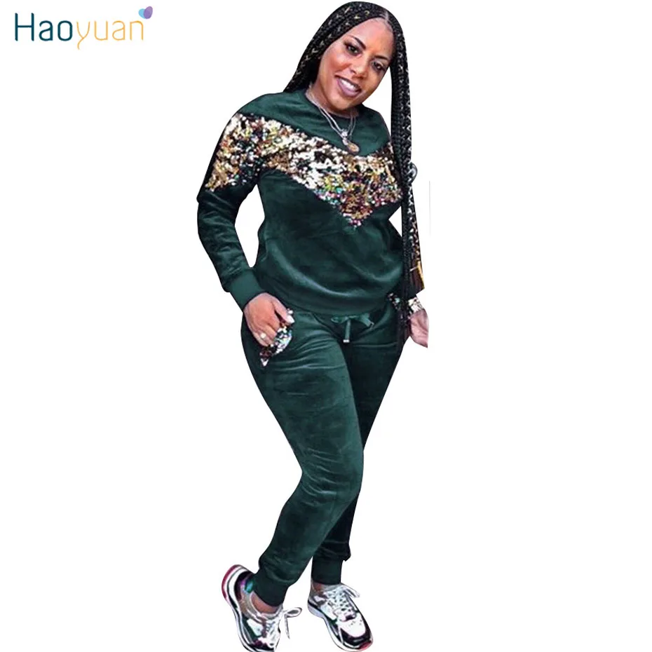 sequin velour sweatsuit
