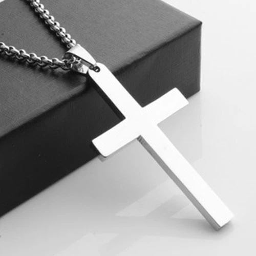 Collar de asimetría cruzada de titanio Cross Crucifix Colgante Colgante y Plata Collar de asimetría cruzada de titanio Cross Crucifix Colgante Colgante y Plata