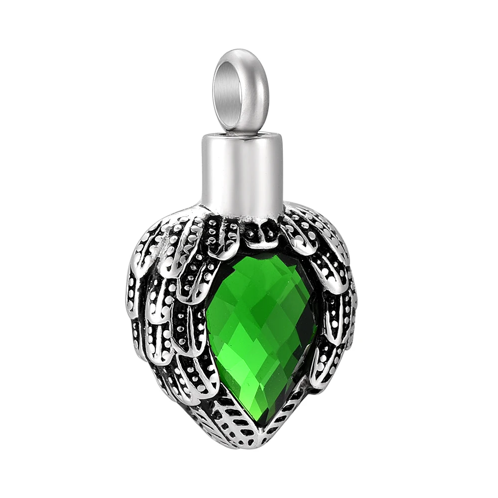 

CMJ8719 Fashion Women Necklace Olim Green Birthstone Pendant Stainless Steel Ash Holder Memorial Urn Necklace for mom