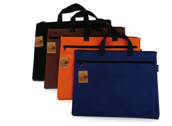 

durable canvas A4 document file bag, office book zipper pouch free multifunctional pen