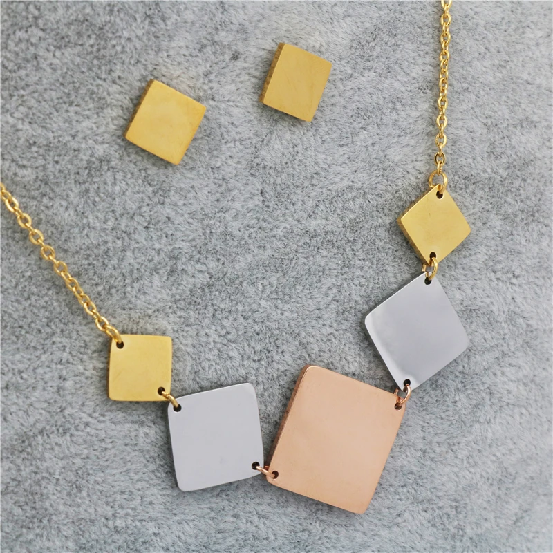 Hot Geometry stainless steel Jewelry SetS Trendy Fashion For Women Choker Necklace Earrings Set | Украшения и аксессуары
