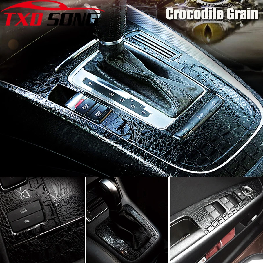 Crocodile Leather Grain Vinyl Wrap Sticker Car Interior Decal Film 3D