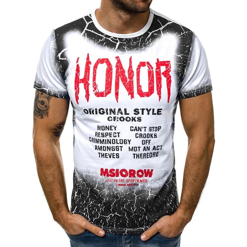 

2019 new summer men's fashion short-sleeved English print Slim T-shirt men's handsome T-shirt top casual fashion brand clothing