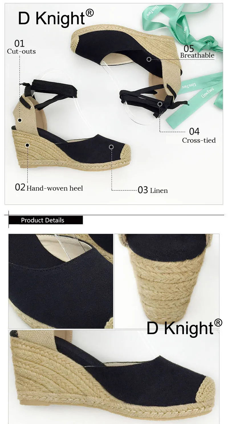 Women Ankle Strap Espadrilles Wedge Sandals 2018 Summer Canvas High Heel Fashion Lace up Women Platform Wedge Sandals Large Size (17)