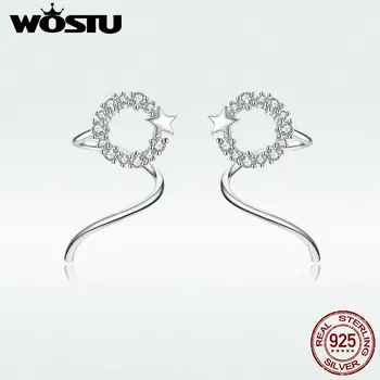 

WOSTU 2020 Women's Earrings 100% Real Sterling Silver Starlish CZ Earrings For Women Making Fashion Jewelry Gift DXE637