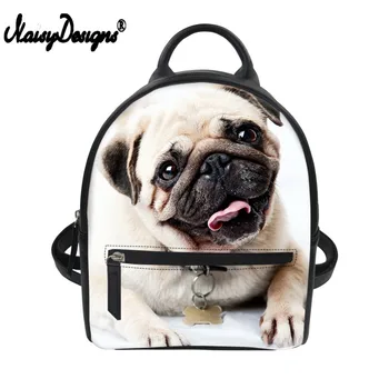 

Cute Pug Dog Print Small School Backpack Pu Leather Mini Casual Daypack Women Shoulder Bag Teenager Girls Bagpack Dropshipping