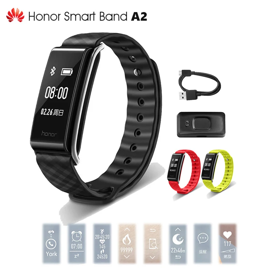 

Original Huawei Honor A2 Smart Wristband 0.96" OLED Screen Pulse Heart Rate Monitor Show Message Refuse Call IP67 Android IOS