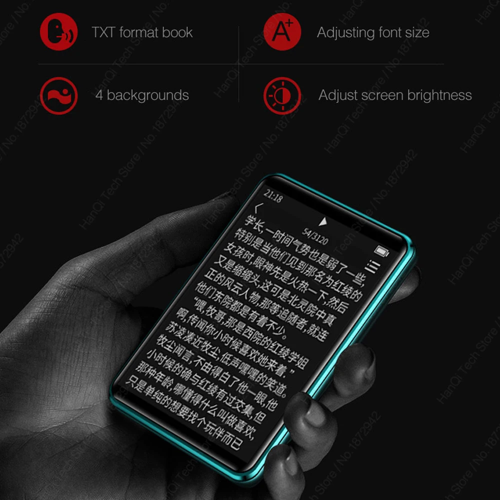 Bluetooth5.0 MP3 плеер с динамиком 2.5In сенсорный экран FM радио HiFi музыкальный Высокое