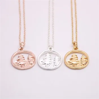 

Groves of trees Pendant necklace for girls circle with tree necklace the to women