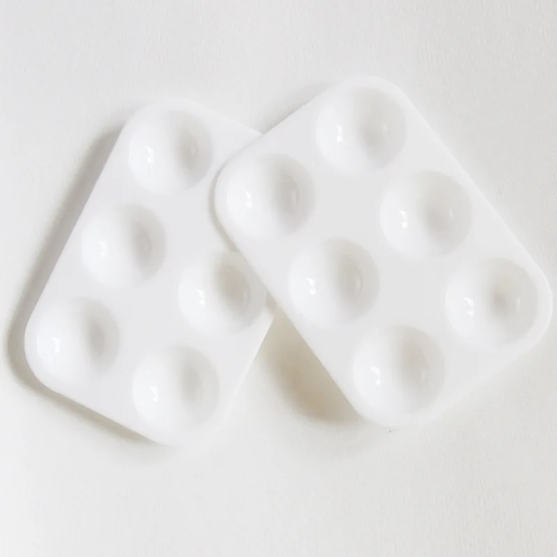 6 hole plastic pp material rectangular art painting palette white thickening 1 pcs children simple color supplies painting basic paint tray,color palette,watercolor palette