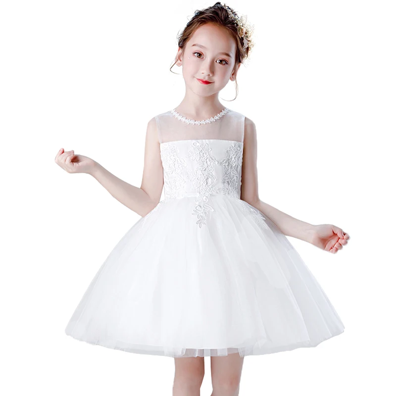 

2019 Flowers Girl Party Dress Kids Dresses For Girls Clothes Children Mesh Lace Princess Dress Elegant Wedding Dress 10 12 Years