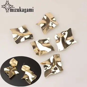 

Zinc Alloy Golden Geometric Distorted 3D Square Charms Connector 3pcs/lot 48*55mm For DIY Fashion Earrings Accessories