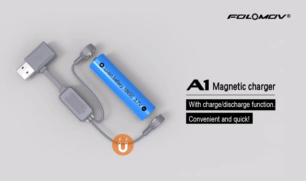 Портативный магнитный USB литий-ионный аккумулятор зарядное устройство FOLOMOV A1 с зарядкой/разрядкой POWER BANK funtion 1000mA DC5V легкий