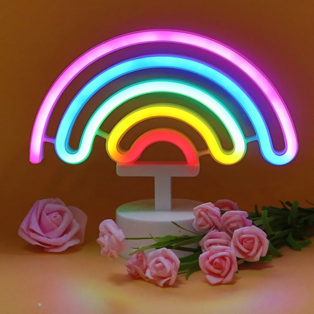 

8 Mode Neon Led Light Sign Holiday Christmas Party Home Decoration Bedroom Table Lamp Flamingo Moon Unicorn Tree Neon Yellow