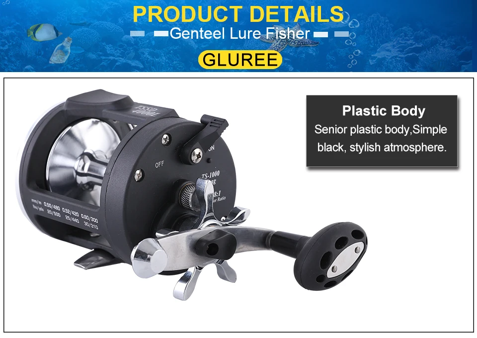 GLUREE Trolling Reel Fishing 3.81 3BB TSSD 3000 4000M Black Right Hand Casting Sea Fishing Reel Saltwater Baitcasting Reel Coil (13)