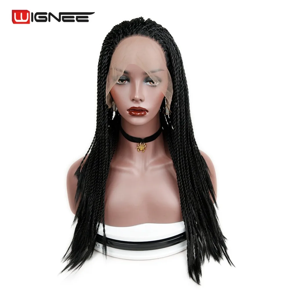 

Wignee Lace Front Braided Box Braids Wig High Temperature Synthetic Wig For Women Crochet Twist Braiding Grey African Hairstyles