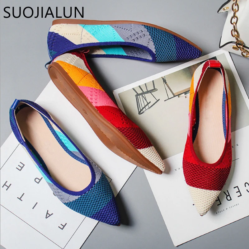 

SUOJIALUN 2019 Spring Women Flats Pointed Toe Slip on Ballet Flat Shoes Shallow Boat Shoes Woman Loafer Ladies Shoes Zapatos