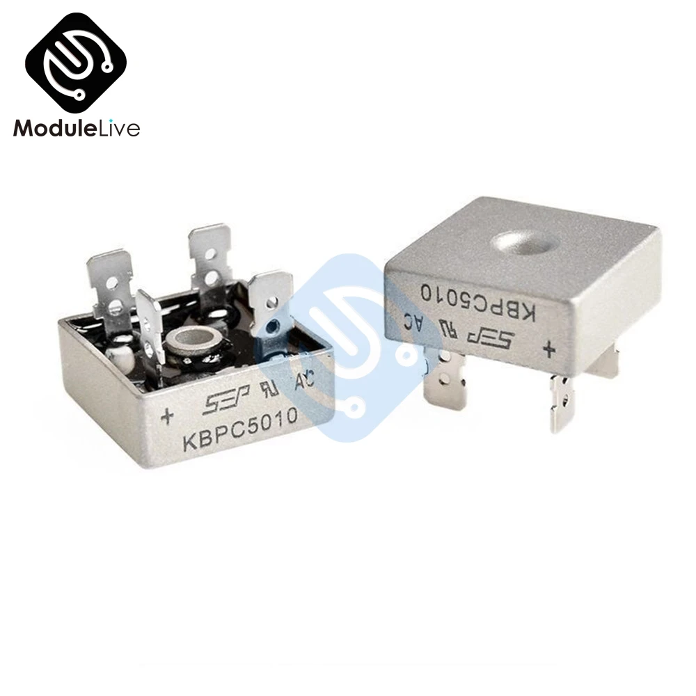 

1Pcs 50A 1000V Metal Case Single Phases Diode Bridge Rectifier KBPC5010 AL