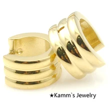 Высокая полировка! Модные Простые Brincos мужские кольца горячие золотые серьги 316L ювелирные изделия из нержавеющей стали золотые серьги KE443