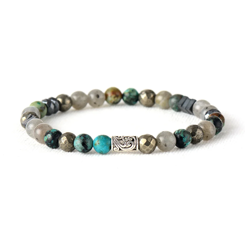 

Men Women Bracelets Femme Light Labradorite African Turquiose Elastic Bracelet Beads Couples Lovers Hiphop Stretch Bracelet