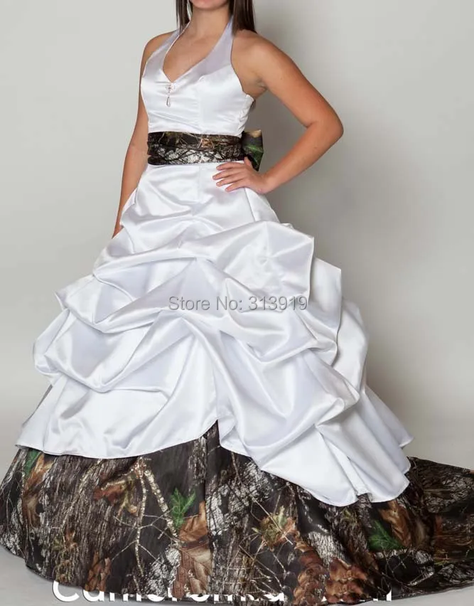 Halter Mossy Oak Bridal Gowns Camouflage Wedding Dresses 2017