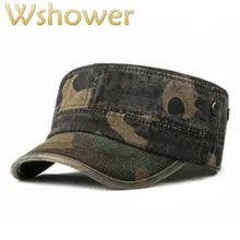 Камуфляжная кепка в военном стиле для мужчин Регулируемая хлопковая камуфляжная плоская кепка Мужская дышащая мужская военная шляпа летняя Осенняя армейская Кепка
