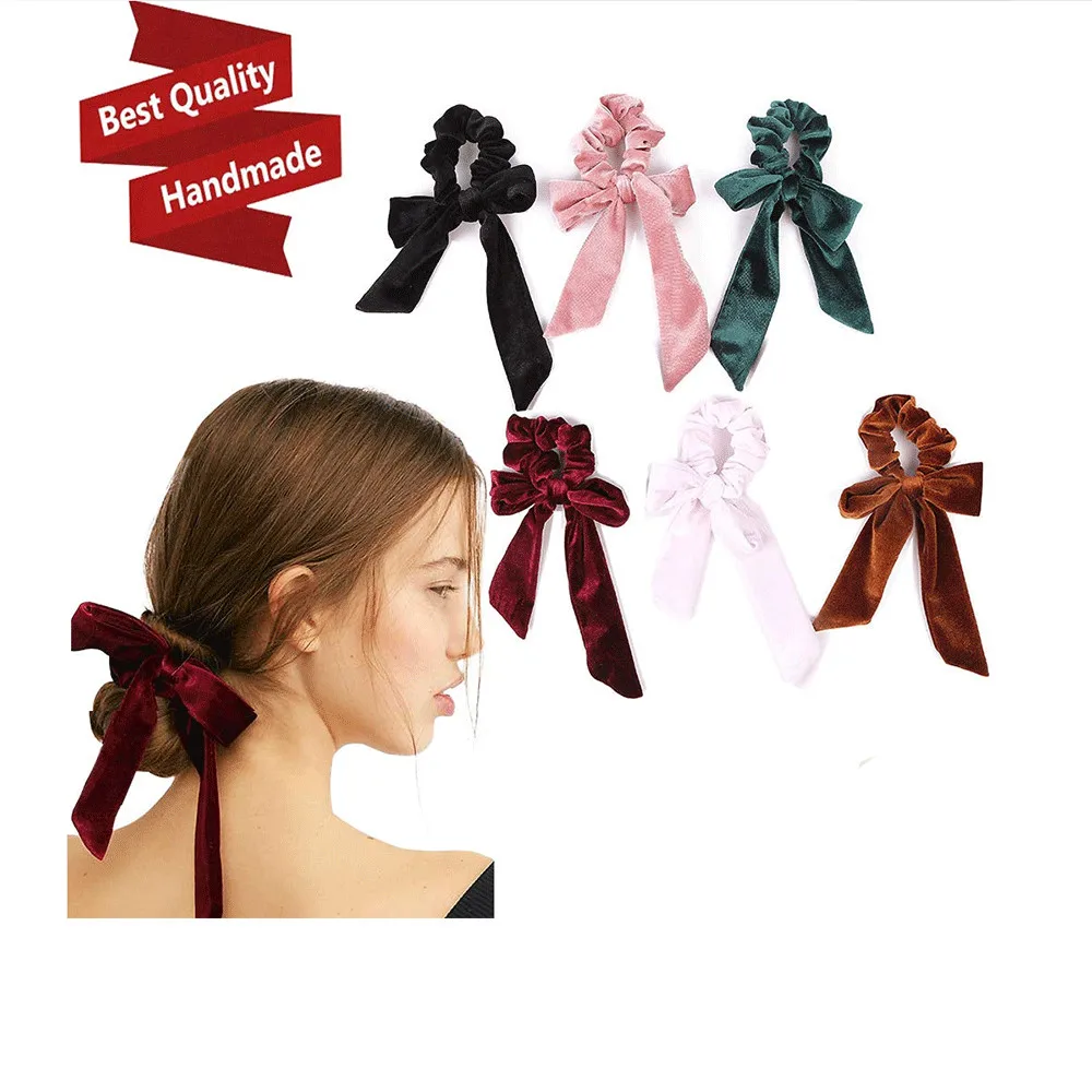 

Velvet Scrunchies Hair Rope Solid Jojo Bows Scrunchies Hair Accessories For Women Elastic Hair Bands Girls Elegant Ponytail Hair