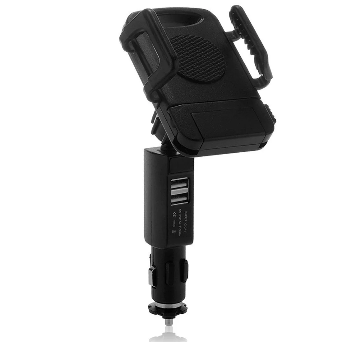 

Dewtreetali high quality Dual USB Cigarette Lighter Socket Charger With Car Mount Stand Holder For Universal Mobiles Black