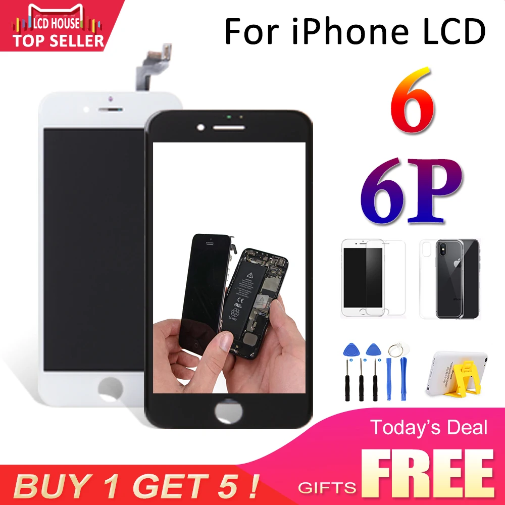 

High AAA Quality Display For iPhone 6G 6 Plus 6P LCD Touch Screen Digitizer Replacement Full Assembly for iPhone 6+ LCD TPU Case