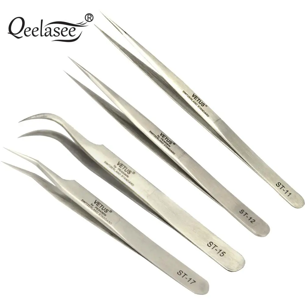 

Genuine VETUS Tweezers Eyelash Tweezers for Eyelash Extension Make Up Tools ST-11/ST-12/ST-15/ST-17 Stainless Steel Tweezers
