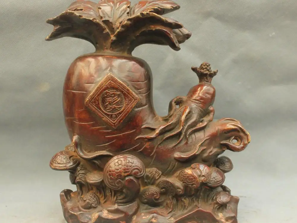 

10'' China Turnip Radish Bessing Lucky Bronze Statue