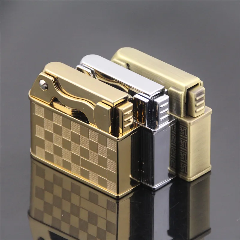 Briquet Metal vintage gasoline lighters,Cool classical gold kerosene