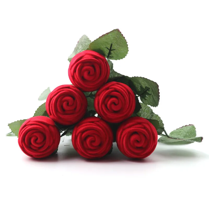 Red Rose Ring Box Personalized Velvet Wedding Originality Gift Box Fashion Valentines Engagement Box Jewellery Packaging Box