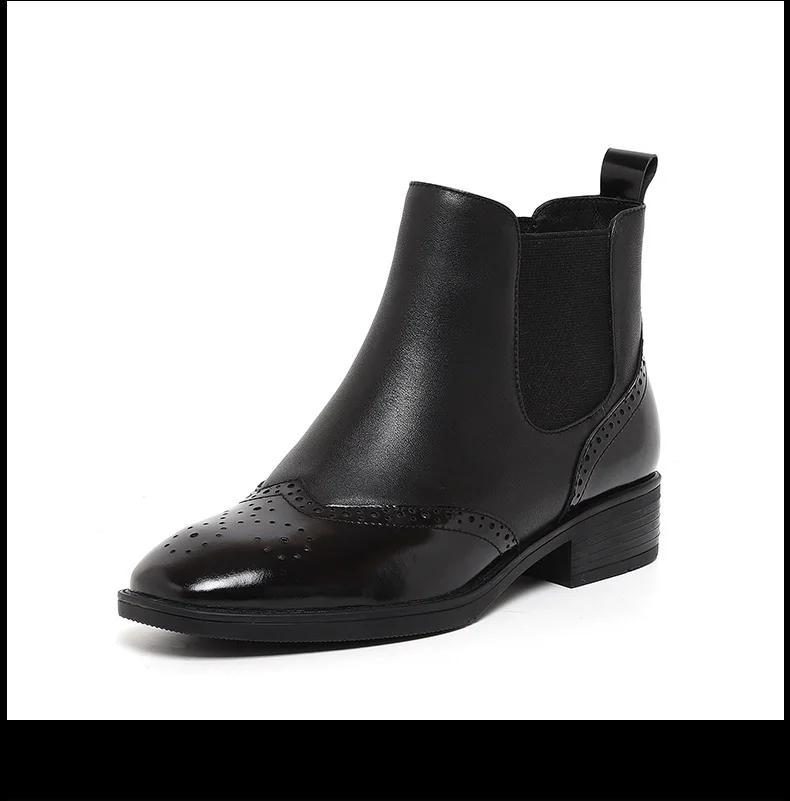 Top MYCOLEN New Chelsea Boots Women Shoes Comfortable Round Toe Thick Heels Shoes Band Fashion Solid Slip-on Ankle Boots Waterproof 8