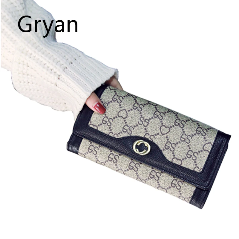 

Women Wallet Female big brands Europe America lock long Holder large notes 3 Fold Clutch High Quality credit card Purse 227