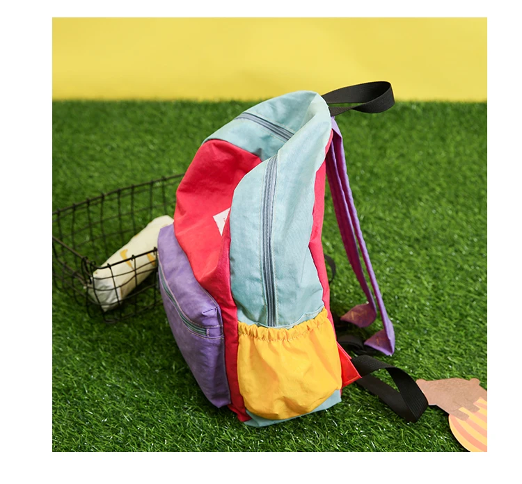 Menghuo Brand 2017 Women Preppy Macarons Panelled Waterproof Nylon Backpack Rucksack Ladies Fashion Shopping Travel Bags Mochila (31)