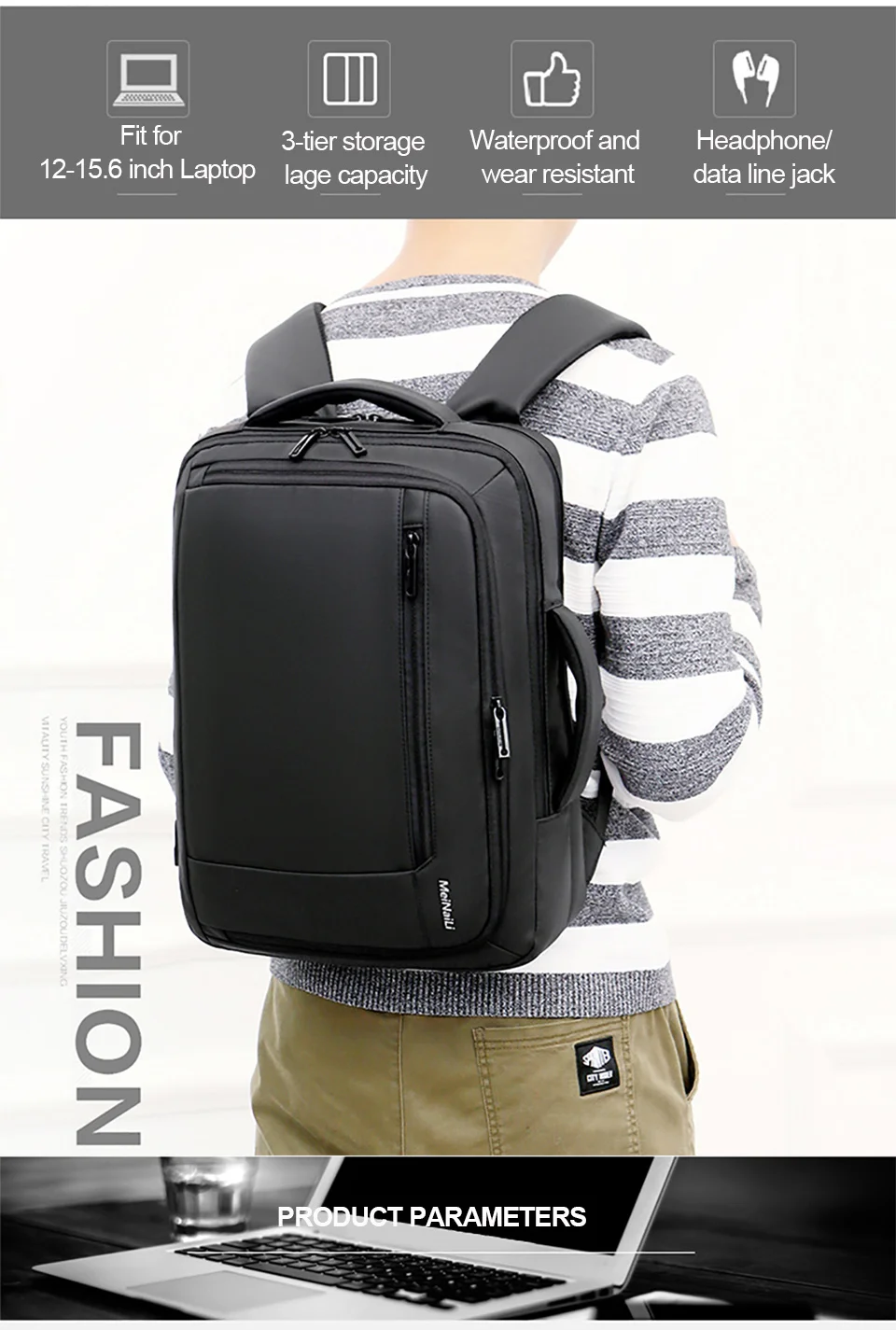2 Multifunction USB Backpack Man Bag 15.6inch Laptop Backpacks Travel Bags Large Capacity Luggage Backpacking Waterproof Notebook 