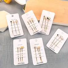 3 шт./компл. Заколки для волос для девочек костюм из трех загружен с рисунком пятиконечной звезды и с надписью «любовь» или с слово зажим для волос аксессуары для волос челка клип G0405