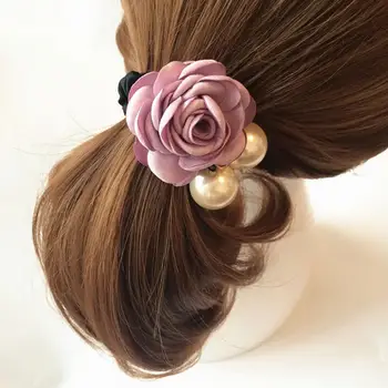 

1pcs Fashion Pearl Flower Rose Hair Circle Women Girl Floral Headwear Headdress Hairband Ladies Elastic Hair Bands Wholesale