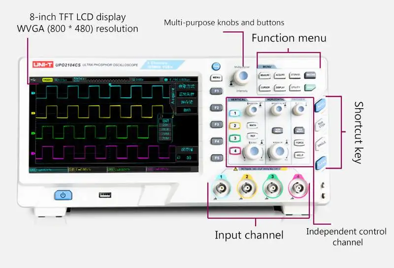  UNI-T UPO2104CS 100MHz Digital Scope 4 Analog Channels 1GSa/s Record Length 100MHz Bandwidth With M