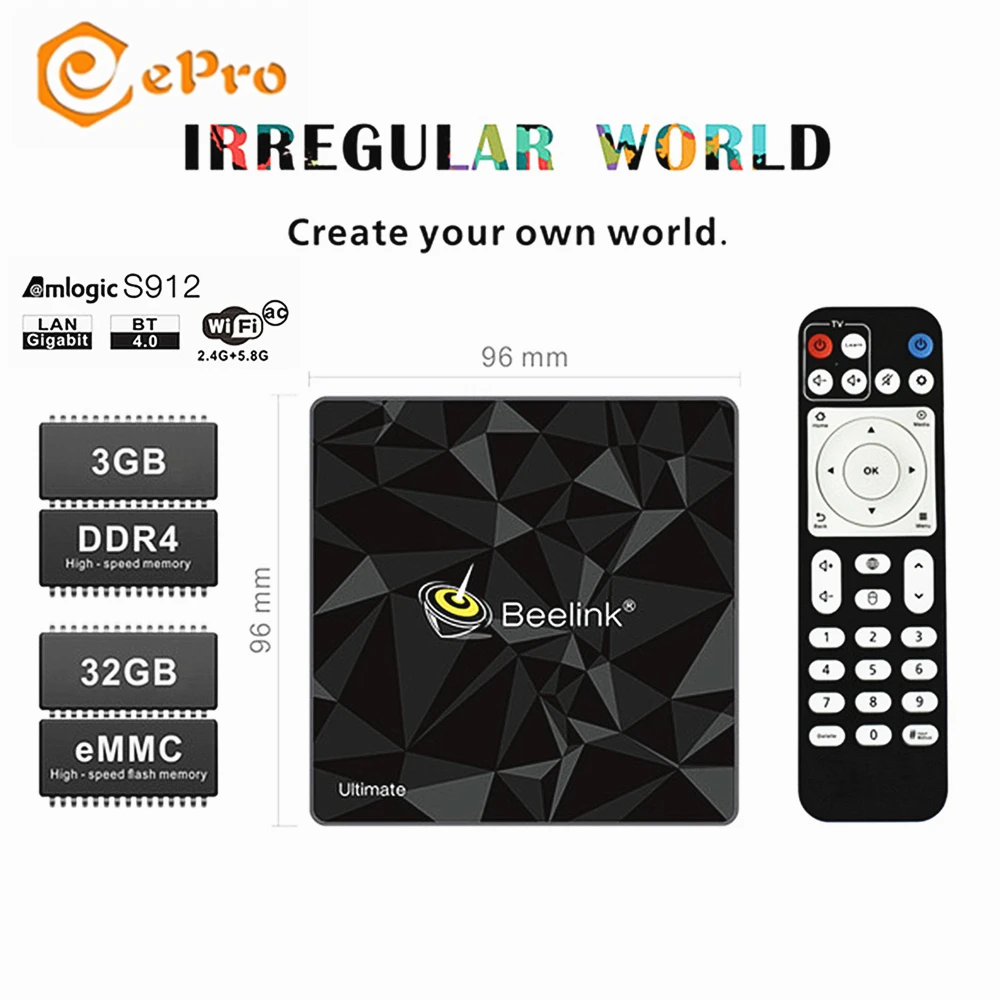 ТВ приставка Beelink GT1 Ultimate Android 7 1 четырехъядерный процессор Amlogic S912 3 ГБ 32 2 4G 5 8G WIFI