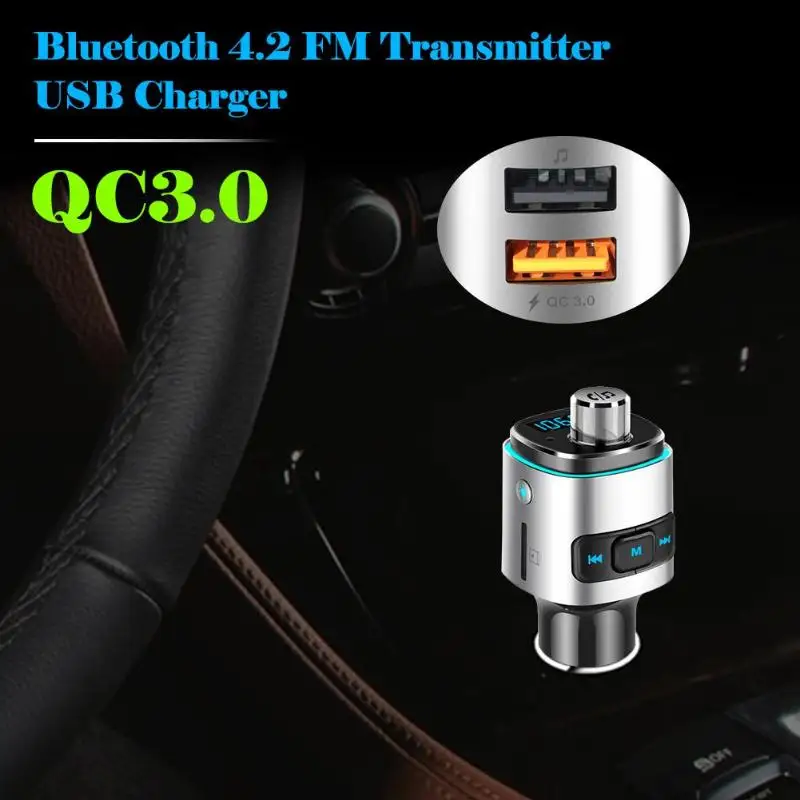 Автомобильный Bluetooth 4,2 fm-передатчик громкой связи Bluetooth гарнитура для Авто Аудио MP3 плеер светодиодный Дисплей Dual USB QC3.0 USB Зарядное устройство TF карты с DSP A2DP